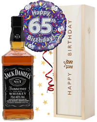 65th Birthday Jack Daniels Whiskey and Balloon Gift