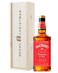 Jack Daniels Fire Whiskey Christmas Gift In Wooden Box